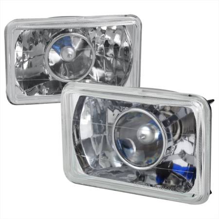 Spec'D Tuning Products - Spec-D Universal 4"x6" H4 Projector Headlights (Chrome Housing/Glass Lens)