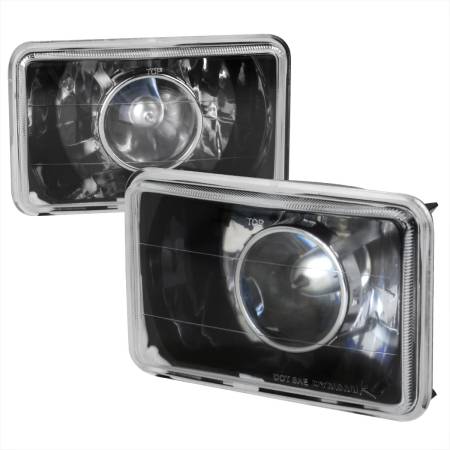 Spec'D Tuning Products - Spec-D Universal 4"x6" H4 Projector Headlights (Matte Black Housing/Glass Lens)