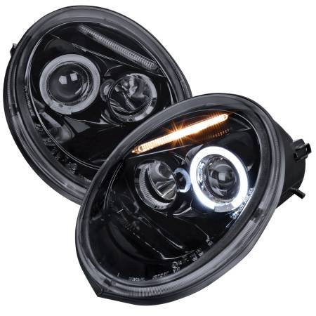 Spec'D Tuning Products - Spec-D 1998-2005 Volkswagen Beetle Halo Projector Headlights (Glossy Black Housing/Smoke Lens)