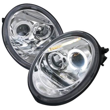 Spec'D Tuning Products - Spec-D 1998-2005 Volkswagen Beetle Halo Projector Headlights (Chrome Housing/Clear Lens)