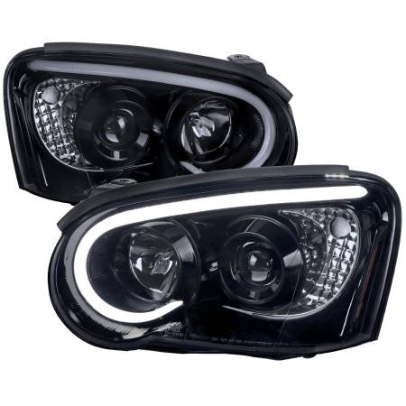 Spec'D Tuning Products - Spec-D 2004-2005 Subaru Impreza WRX STI Outback Projector Headlights w/ LED Light Bar (Glossy Black Housing/Smoke Lens)