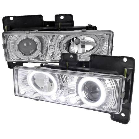 Spec'D Tuning Products - Spec-D 1988-1999 Chevrolet  C/K C10/Blazer/Tahoe/Yukon/Sierra/Silverado Dual Halo Projector Headlights (Chrome Housing/Clear Lens)