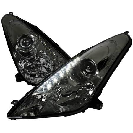Spec'D Tuning Products - Spec-D 2000-2005 Toyota Celica Projector Headlights w/ SMD LED Light Strip (Chrome Housing/Smoke Lens)