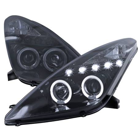 Spec'D Tuning Products - Spec-D 2000-2005 Toyota Celica Dual Halo Projector Headlights (Glossy Black Housing/Smoke Lens)