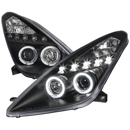 Spec'D Tuning Products - Spec-D 2000-2005 Toyota Celica Dual Halo Projector Headlights (Matte Black Housing/Clear Lens)