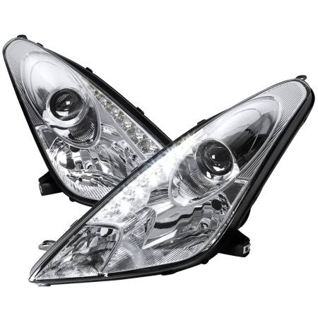Spec'D Tuning Products - Spec-D 2000-2005 Toyota Celica Projector Headlights w/ SMD LED Light Strip (Chrome Housing/Clear Lens)