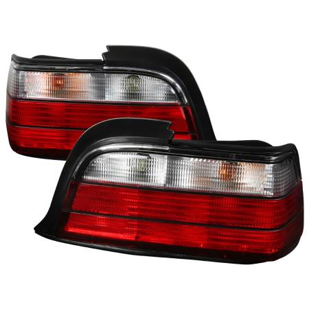 Spec'D Tuning Products - Spec-D 1992-1998 BMW E36 3 Series Coupe/Convertible Tail Lights (Chrome Housing/Red Clear Lens)