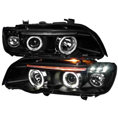 Spec'D Tuning Products - Spec-D 2001-2003 BMW E53 X5 Dual Halo Projector Headlights (Matte Black Housing/Clear Lens)