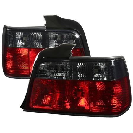 Spec'D Tuning Products - Spec-D 1992-1998 BMW E36 3 Series Sedan Tail Lights (Chrome Housing/Red Smoke Lens)