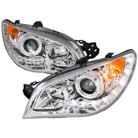 Spec'D Tuning Products - Spec-D 2006-2007 Subaru Impreza WRX/STI Projector Headlights w/ LED Light Strip (Chrome Housing/Clear Lens)