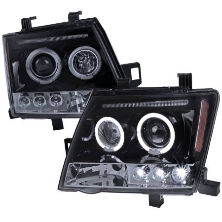Spec'D Tuning Products - Spec-D 2005-2012 Nissan Xterra Dual Halo Projector Headlights (Glossy Black Housing/Smoke Lens)