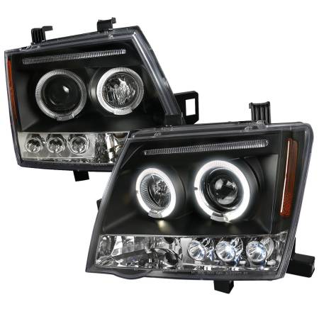 Spec'D Tuning Products - Spec-D 2005-2012 Nissan Xterra Dual Halo Projector Headlights (Matte Black Housing/Clear Lens)