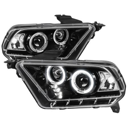 Spec'D Tuning Products - Spec-D 2010-2014 Ford Mustang Dual Halo Projector Headlights (Jet Black Housing/Clear Lens)