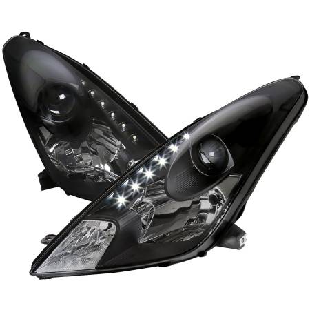 Spec'D Tuning Products - Spec-D 2000-2005 Toyota Celica Projector Headlights w/ SMD LED Light Strip (Matte Black Housing/Clear Lens)