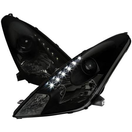 Spec'D Tuning Products - Spec-D 2000-2005 Toyota Celica Projector Headlights w/ SMD LED Light Strip (Black Housing/Smoke Lens)