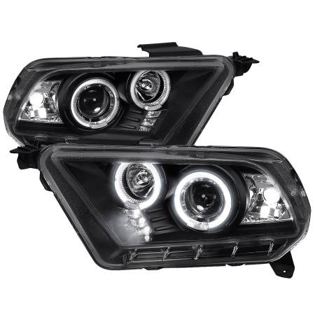 Spec'D Tuning Products - Spec-D 2010-2014 Ford Mustang Dual Halo Projector Headlights (Matte Black Housing/Clear Lens)
