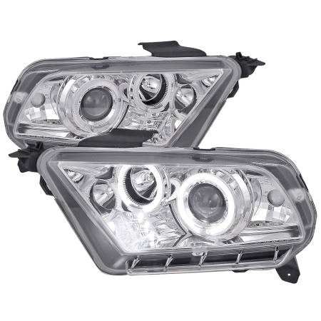 Spec'D Tuning Products - Spec-D 2010-2014 Ford Mustang Dual Halo Projector Headlights (Chrome Housing/Clear Lens)