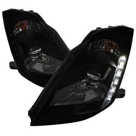 Spec'D Tuning Products - Spec-D 2003-2005 Nissan 350Z Projector Headlights w/ SMD LED Light Strip (Glossy Black Housing/Smoke Lens)