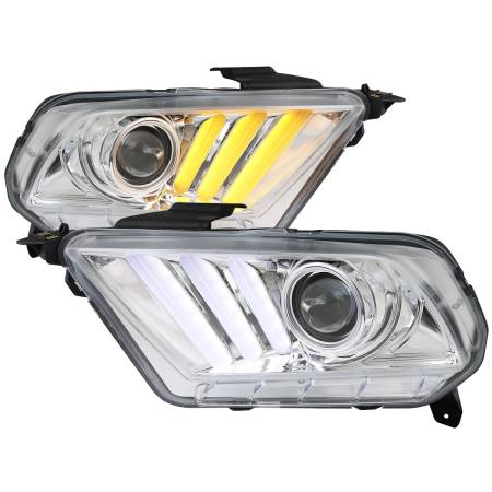 Spec'D Tuning Products - Spec-D 2010-2014 Ford Mustang Sequential LED Bar Projector Headlights (Chrome Housing/Clear Lens)