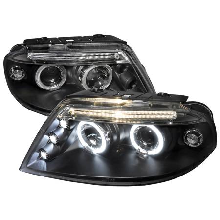 Spec'D Tuning Products - Spec-D 2001-2005 Volkswagen Passat Dual Halo Projector Headlights (Matte Black Housing/Clear Lens)