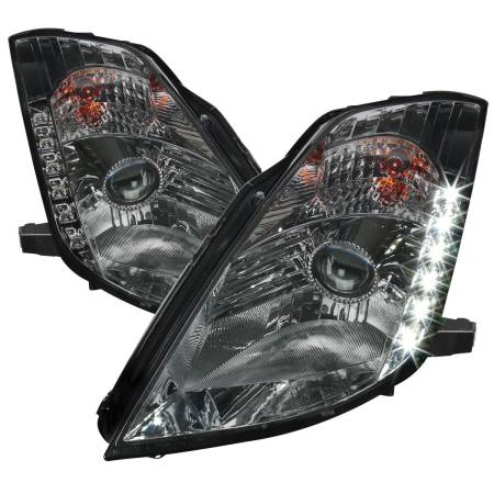 Spec'D Tuning Products - Spec-D 2003-2005 Nissan 350Z Projector Headlights w/ SMD LED Light Strip (Chrome Housing/Smoke Lens)