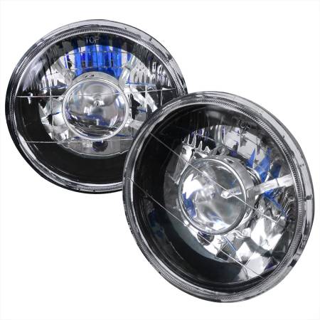 Spec'D Tuning Products - Spec-D Universal 7" Round H4 Projector Headlights (Matte Black Housing/Clear Lens)
