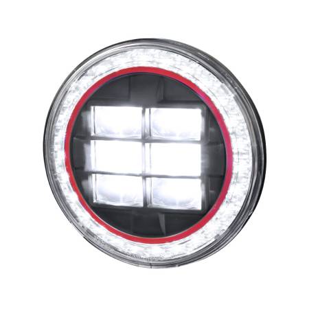 Spec'D Tuning Products - Spec-D Universal 7" Round Cree LED Red Rim Halo Projector Headlight - 1PC (Matte Black Housing/Clear Lens)