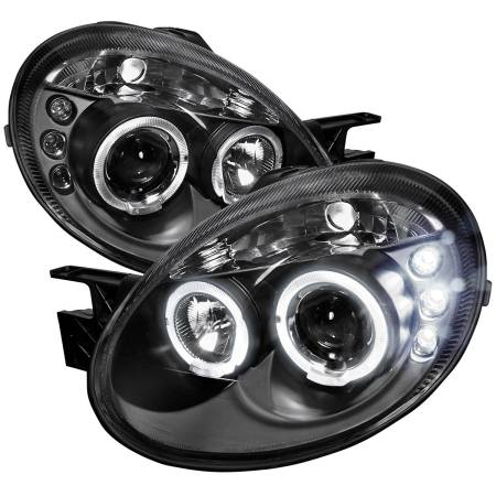 Spec'D Tuning Products - Spec-D 2003-2005 Dodge Neon Dual Halo Projector Headlights (Matte Black Housing/Clear Lens)