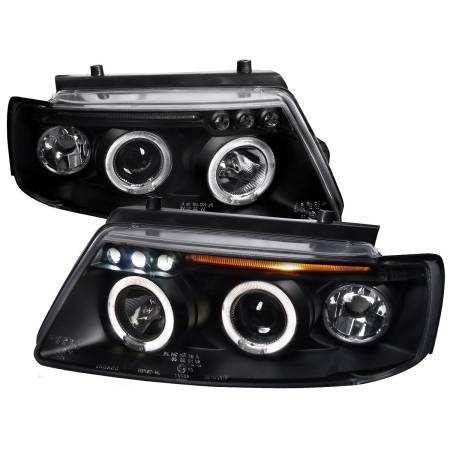Spec'D Tuning Products - Spec-D 1997-2000 Volkswagen Passat Dual Halo Projector Headlights (Matte Black Housing/Clear Lens)