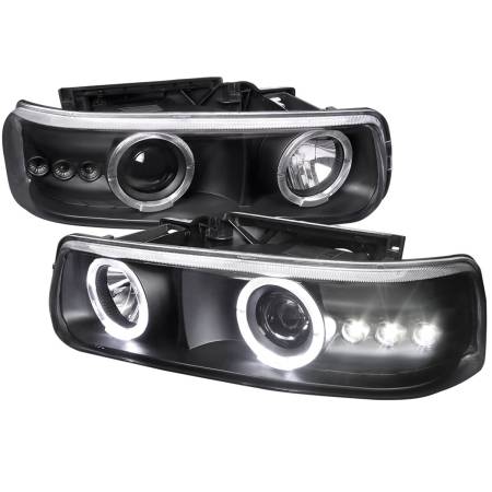 Spec'D Tuning Products - Spec-D 1999-2002 Chevrolet Silverado/ 2000-2006 Tahoe Suburban Dual Halo Projector Headlights (Matte Black Housing/Clear Lens)