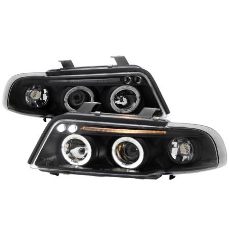 Spec'D Tuning Products - Spec-D 1996-1999 Audi A4 Dual Halo Projector Headlights (Matte Black Housing/Clear Lens)