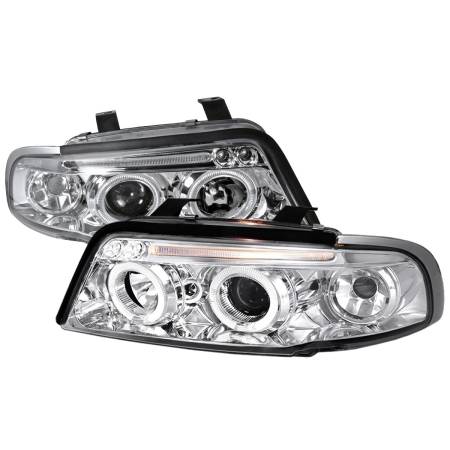 Spec'D Tuning Products - Spec-D 1996-1999 Audi A4 Dual Halo Projector Headlights (Chrome Housing/Clear Lens)