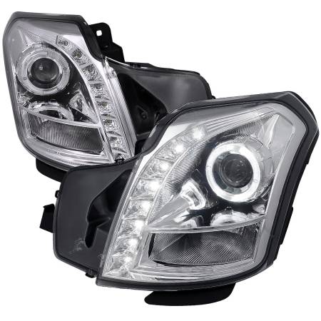 Spec'D Tuning Products - Spec-D 2003-2007 Cadillac CTS Halo Projector Headlights w/ SMD LED Light Strip (Chrome Housing/Clear Lens)