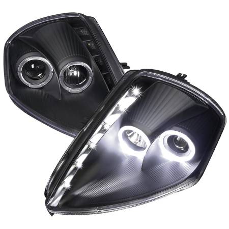 Spec'D Tuning Products - Spec-D 2000-2005 Mitsubishi Eclipse Dual Halo Projector Headlights w/ SMD LED Light Strip (Matte Black Housing/Clear Lens)