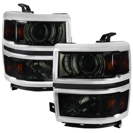 Spec'D Tuning Products - Spec-D 2014-2015 Chevrolet Silverado 1500 Projector Headlights (Glossy Black Housing/Smoke Lens)