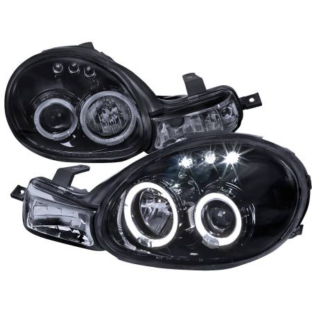Spec'D Tuning Products - Spec-D 2000-2002 Dodge Plymouth Neon Dual Halo Projector Headlights (Glossy Black Housing/Smoke Lens)