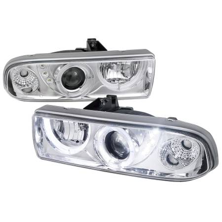 Spec'D Tuning Products - Spec-D 1998-2004 Chevrolet S10 Dual Halo Projector Headlights (Chrome Housing/Clear Lens)