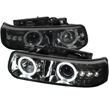 Spec'D Tuning Products - Spec-D 1999-2002 Chevrolet Silverado/ 2000-2006 Tahoe Suburban Dual Halo Projector Headlights (Chrome Housing/Smoke Lens)