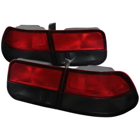 Spec'D Tuning Products - Spec-D 1996-2000 Honda Civic Coupe Tail Lights (Chrome Housing/Red Smoke Lens)