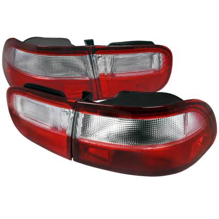 Spec'D Tuning Products - Spec-D 1992-1995 Honda Civic Tail Lights (Chrome Housing/Red Clear Lens)