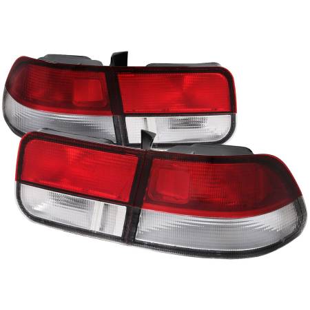 Spec'D Tuning Products - Spec-D 1996-2000 Honda Civic Coupe Tail Lights (Chrome Housing/Red Clear Lens)