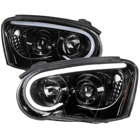 Spec'D Tuning Products - Spec-D 2004-2005 Subaru Impreza WRX STI Outback Projector Headlights w/ LED Light Bar (Glossy Black Housing/Clear Lens)