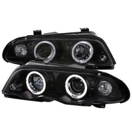 Spec'D Tuning Products - Spec-D 1999-2001 BMW E46 3 Series Sedan Dual Halo Projector Headlights (Matte Black Housing/Clear Lens)