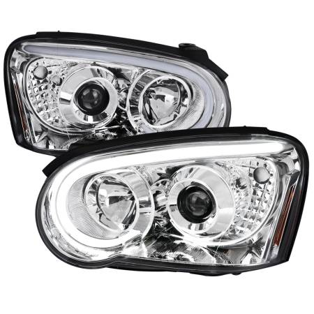 Spec'D Tuning Products - Spec-D 2004-2005 Subaru Impreza WRX STI Outback Projector Headlights w/ LED Light Bar (Chrome Housing/Clear Lens)