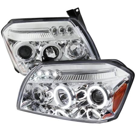 Spec'D Tuning Products - Spec-D 2005-2007 Dodge Magnum Dual Halo Projector Headlights (Chrome Housing/Clear Lens)