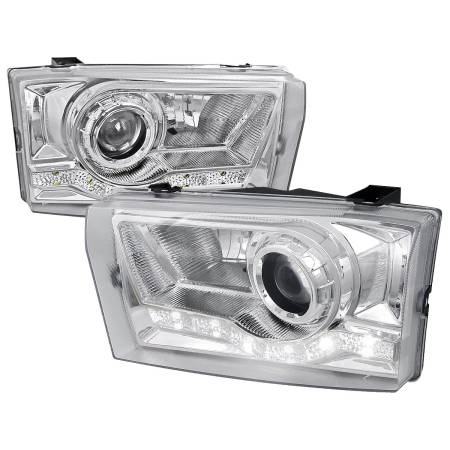 Spec'D Tuning Products - Spec-D 1999-2004 Ford F-250/F-350/F-450/F-550/Excursion Projector Headlights w/ SMD LED Light Strip (Chrome Housing/Clear Lens)