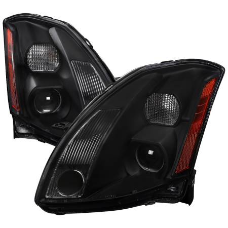 Spec'D Tuning Products - Spec-D 2004-2006 Nissan Maxima Projector Headlights w/ Amber Reflectors (Matte Black Housing/Clear Lens)