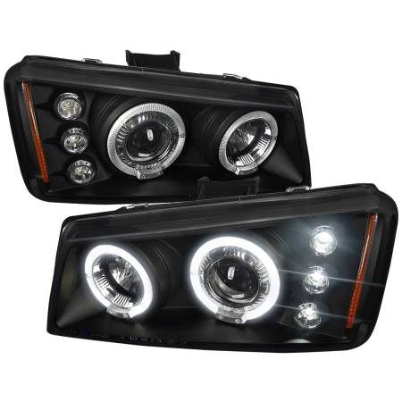 Spec'D Tuning Products - Spec-D 2002-2006 Chevrolet Avalanche/ 2003-2007 Silverado Dual Halo Projector Headlights (Matte Black Housing/Clear Lens)