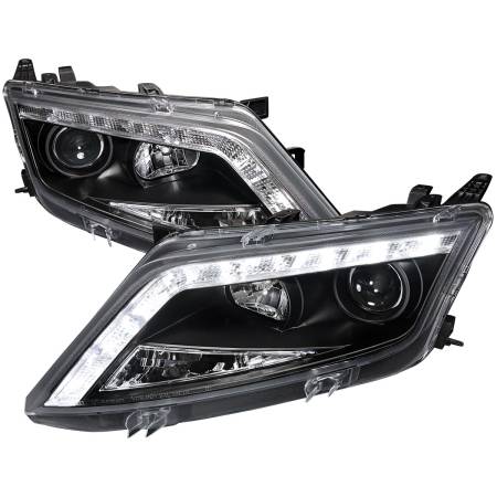 Spec'D Tuning Products - Spec-D 2010-2012 Ford Fusion Projector Headlights w/ LED Light Strip (Matte Black Housing/Clear Lens)