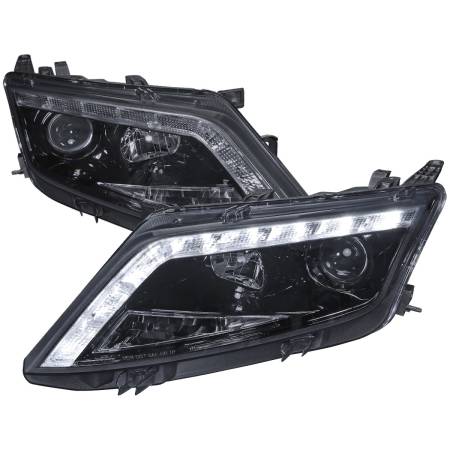 Spec'D Tuning Products - Spec-D 2010-2012 Ford Fusion Projector Headlights w/ LED Light Strip (Glossy Black Housing/Smoke Lens)